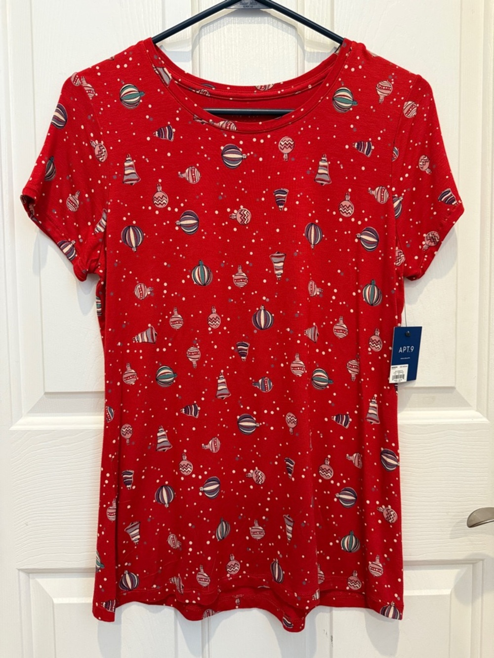 Apt. 9 Red Ornament-Print Short Sleeve Tee